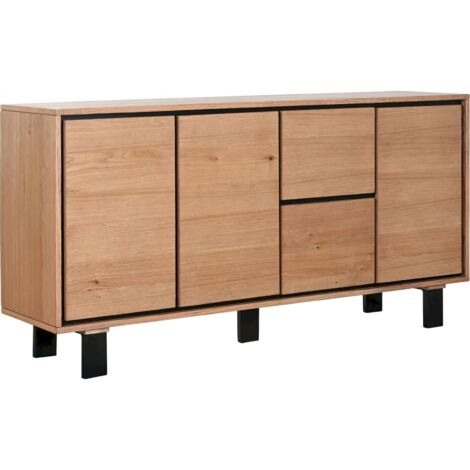 Buffet scandinave en bois clair et métal style contemporain - Bois naturel clair et noir