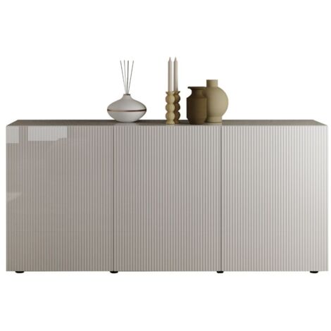 Buffet SCENA – L181 x H84 x P42 cm – 3 portes – Blanc laqué brillant