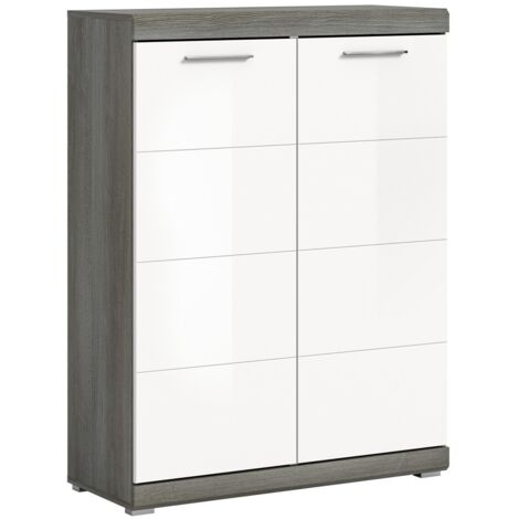 Buffet SCOTT – Blanc brillant – 2 portes, 7 niches – À poser