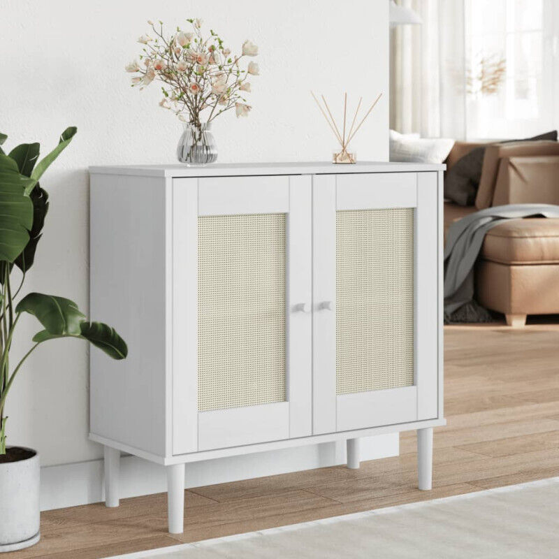 Vidaxl - Buffet senja aspect rotin blanc 80x35x80 cm bois massif de pin