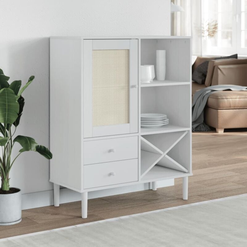 Vidaxl - Buffet senja aspect rotin blanc 90x40x112cm bois massif de pin