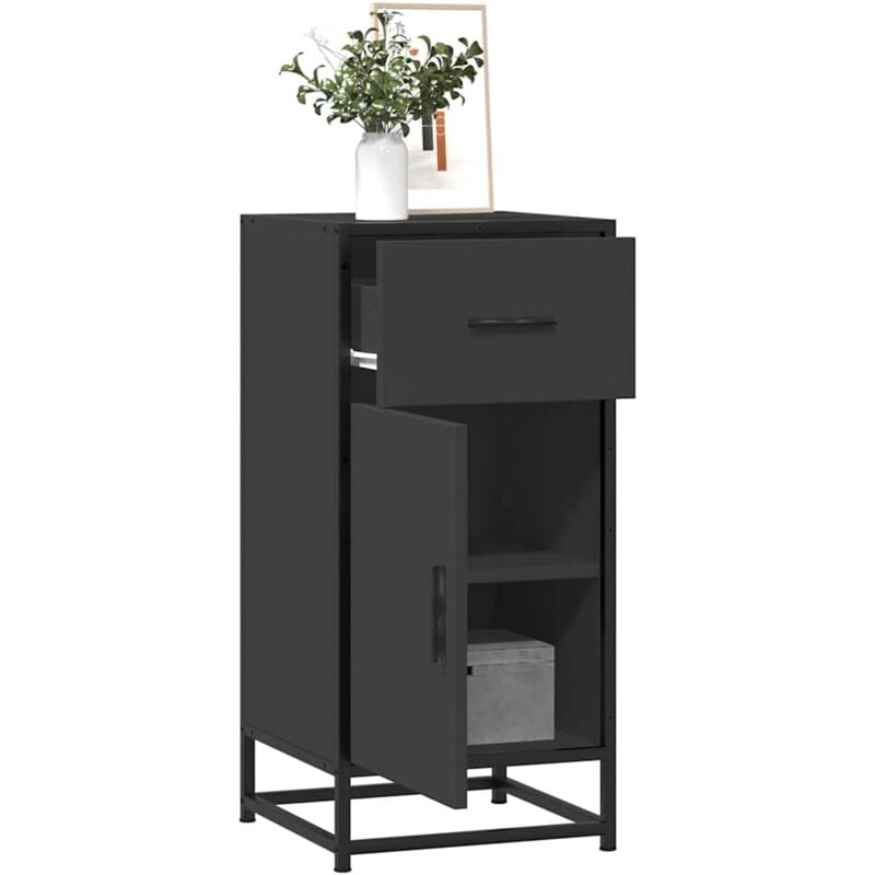 Vidaxl - Buffet noir 35,5x35x76 cm bois d'ingénierie et métal
