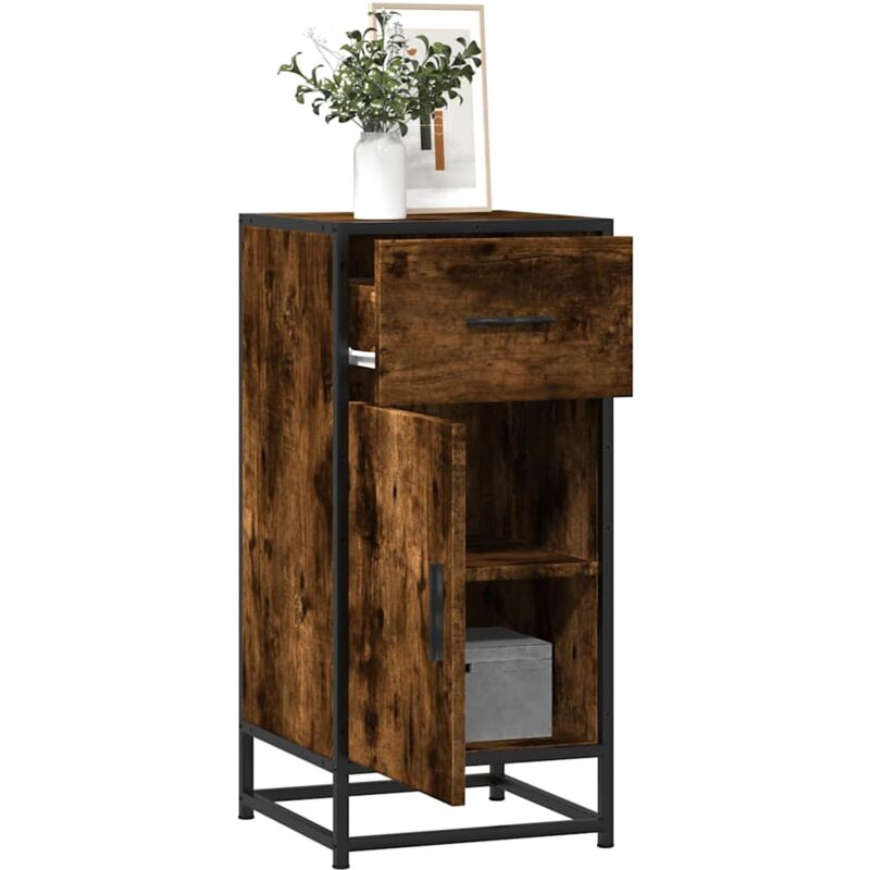 Vidaxl - Buffet chêne fumé 35,5x35x76 cm bois d'ingénierie et métal