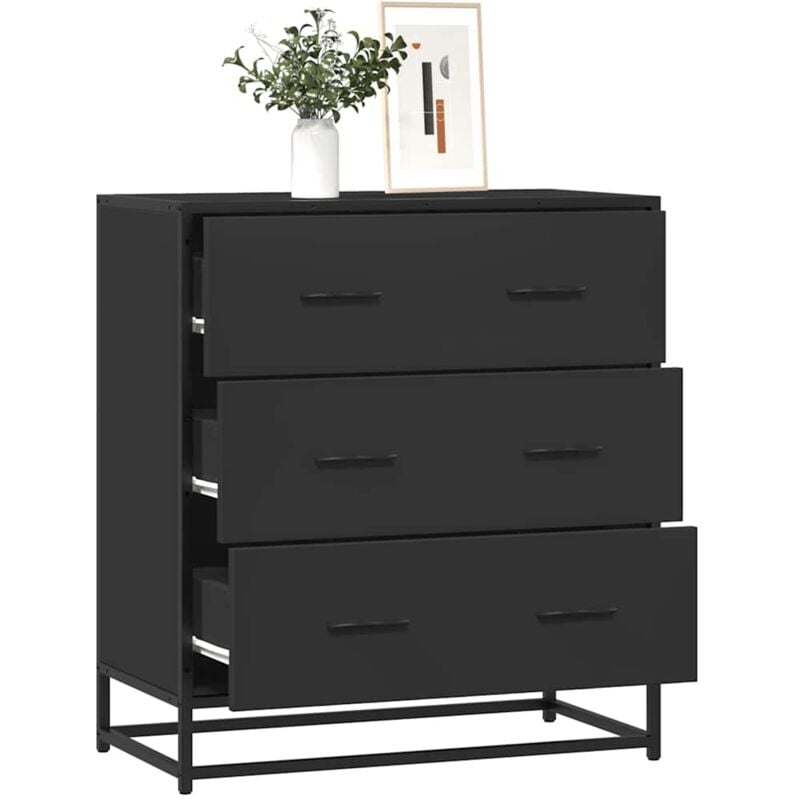 vidaXL Buffet noir 68x35x76 cm bois d'ingénierie et métal