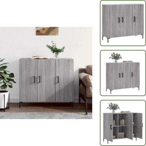 Buffet sonoma gris 90x34x80 cm bois d'ingénierie - Buffet Moderne - Armoire Rangement - Mobilier Salon - Meuble Design - Couleur Grise