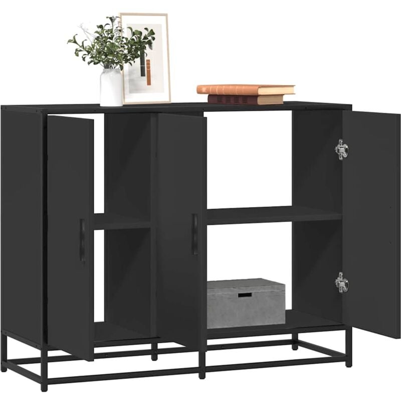 Vidaxl - Buffet noir 94x35x76 cm bois d'ingénierie