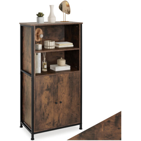 Buffet style industriel pieds réglables 60 x 38 125 cm bois foncé