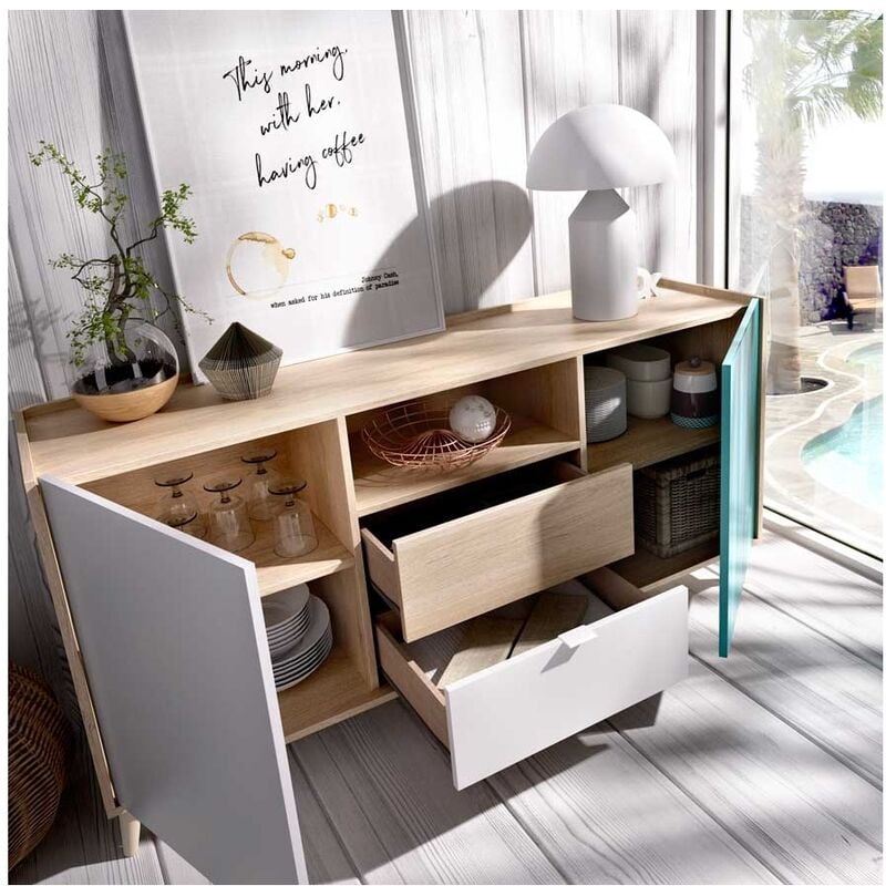 Buffet style retro 2 portes 2 tiroirs pop