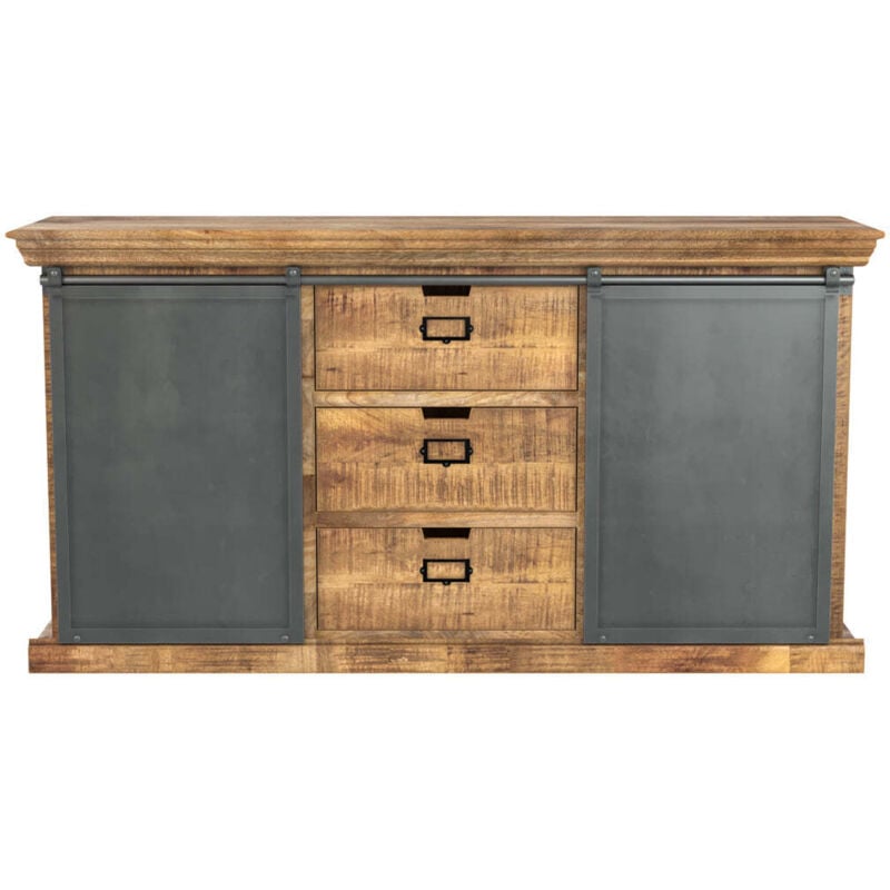 Buffet en bois 3 tiroirs 2 portes coulissantes en métal - tabuk