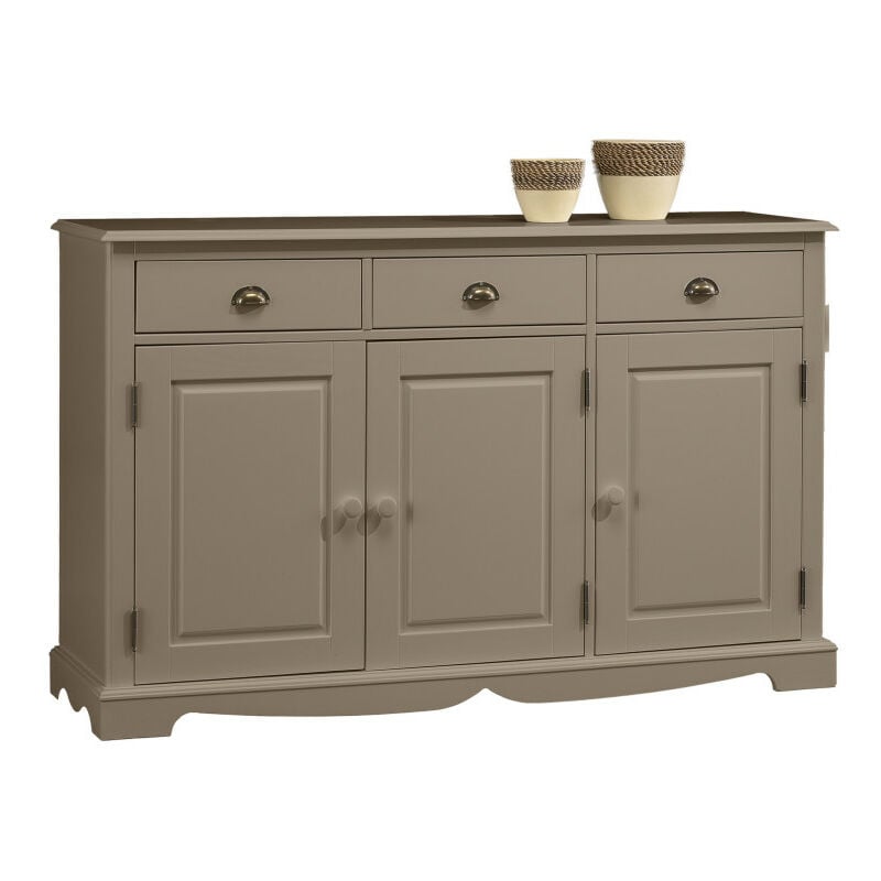 Buffet Taupe Style Anglais 3 Portes 3 Tiroirs 4 Niches l 146.6 h 89.6 p 42.5 cm - marron