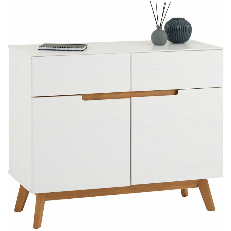 Idimex - Buffet salle à manger tibor l 98 cm, bois massif, Blanc