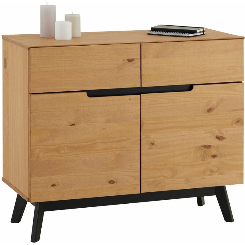 Idimex - Buffet tibor, 2 tiroirs et 2 portes, finition bois teinté