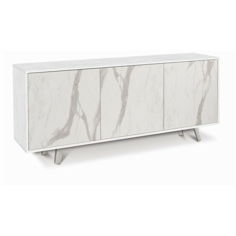Sarmog - Buffet à trois portes en marbre blanc Ossido 177x41x h74 cm