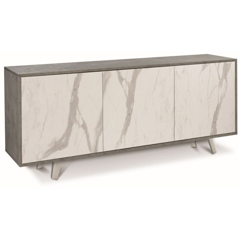 Sarmog - Buffet trois portes Marbre Ciment 177x41x h74 cm