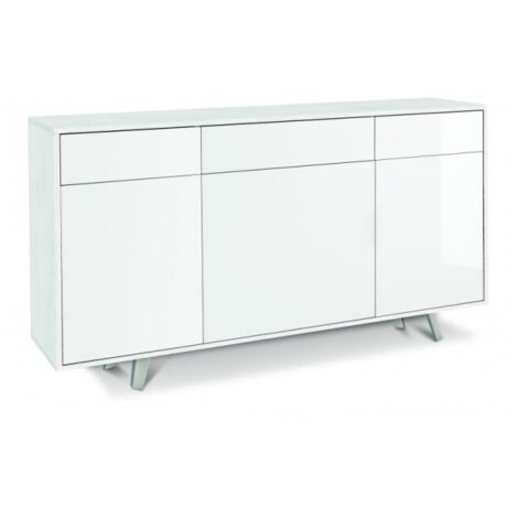 Buffet trois portes trois tiroirs blanc brillant Ossido 164x41x h92 cm