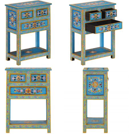 Buffet turquoise 55x30x76 cm bois massif de manguier - Buffet - Armoire - Meuble De Rangement - Commode - Mobilier - Home & Living