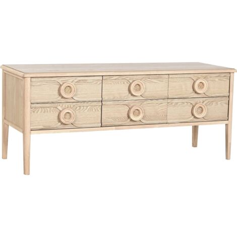 Buffet TV romantique en bois naturel élégant - Naturel bois clair avec accents beige