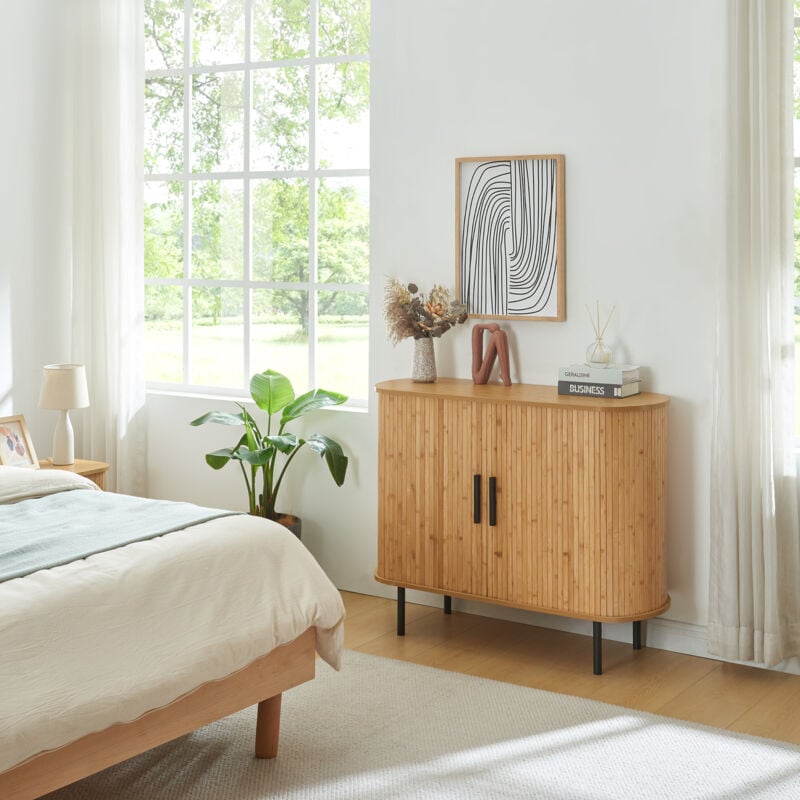 [en.casa] - Buffet Tvedestrand 100 x 40 x 80 cm naturel noir