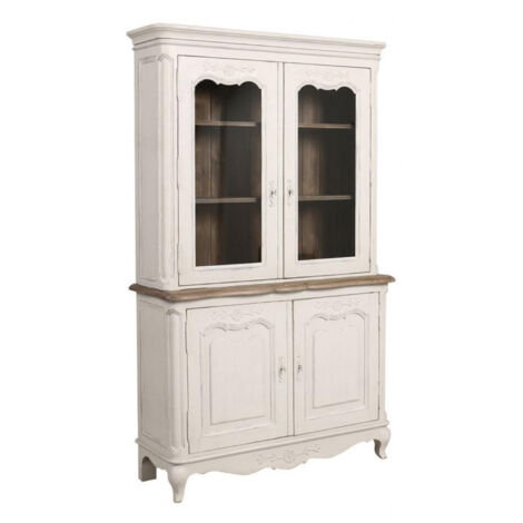 Buffet vaisselier 2 portes vitrées - Bois - Blanc - Interior's