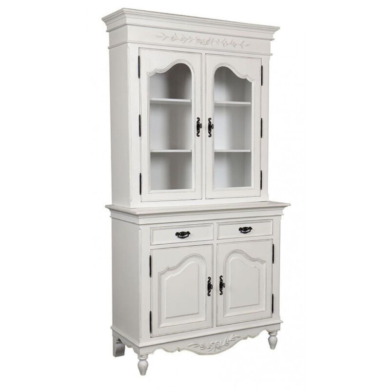 Buffet vaisselier 2 portes vitrées - Bois-MDF - Blanc - Interior's