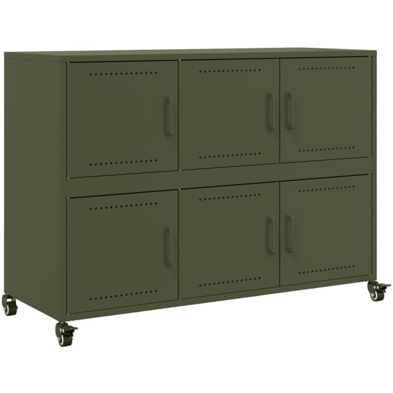 Vidaxl - Buffet vert olive 100,5x39x72 cm acier