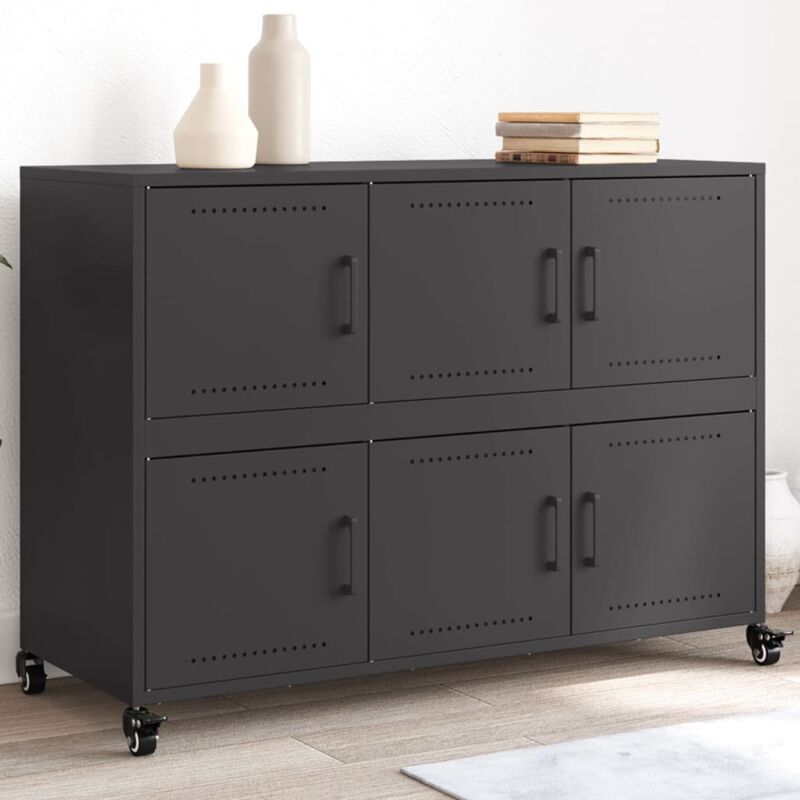 Vidaxl - Buffet noir 100,5x39x72 cm acier