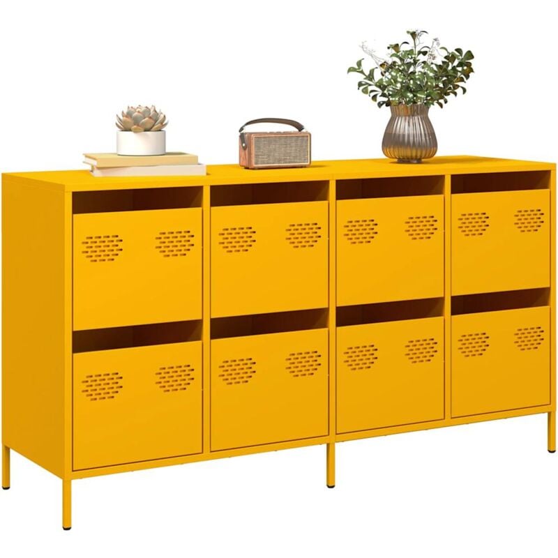Vidaxl - Buffet jaune moutarde 135x39x73,5 cm acier laminé à froid