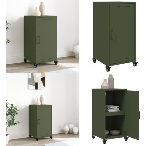 Buffet vert olive 36x39x72 cm acier - Buffet Design - Meuble Rangement - Armoire Style - Mobilier Salon - Étagère Ouverte - Home & Living