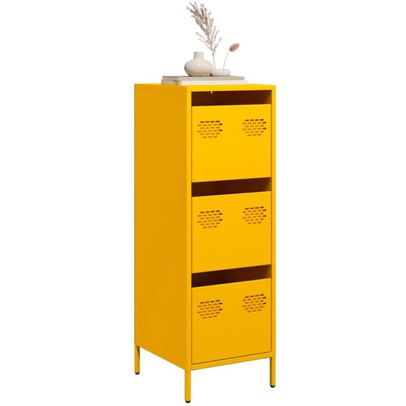 vidaXL Buffet haut jaune moutarde 39x35x103,5 cm acier