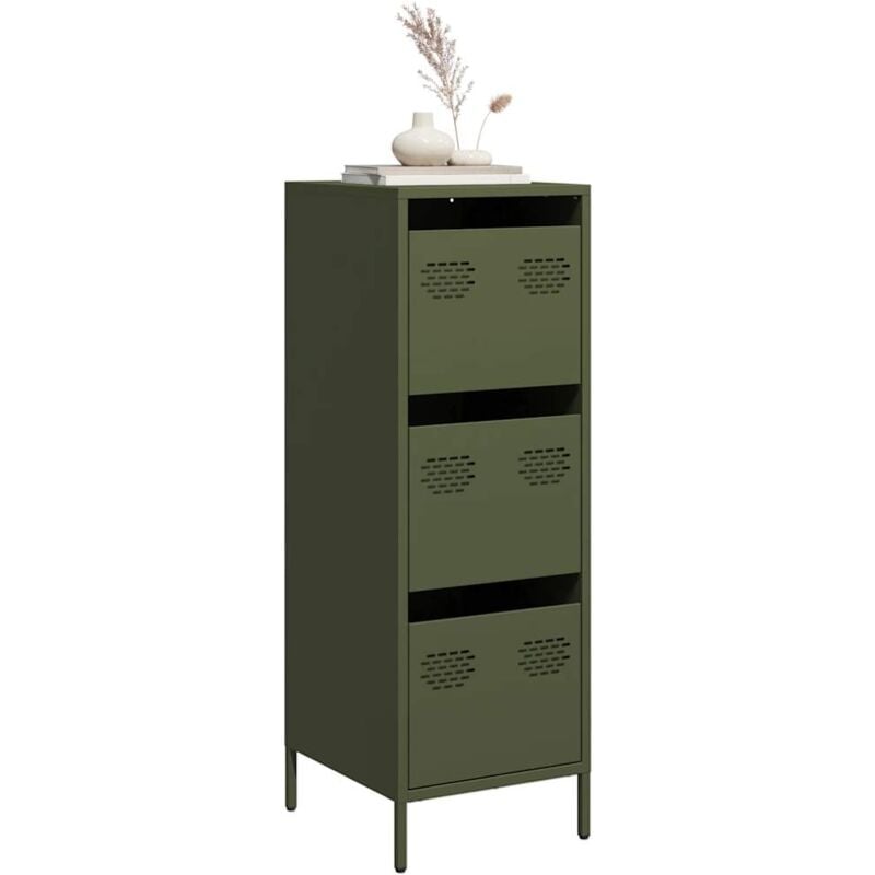 Vidaxl - Buffet vert olive 39x35x103,5 cm acier