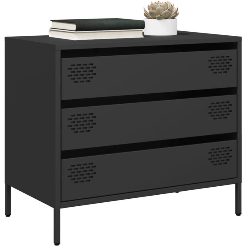 Vidaxl - Buffet noir 68x39x58,5 cm acier laminé à froid