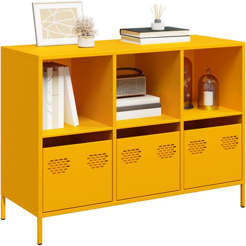 Vidaxl - Buffet jaune moutarde 101,5x39x73,5 cm acier laminé à froid