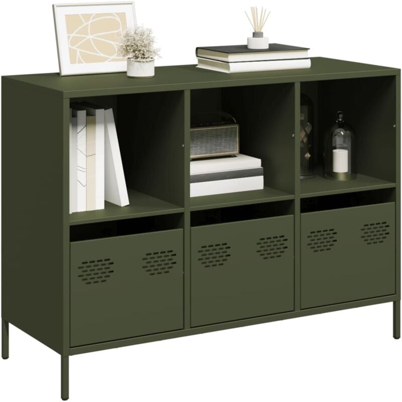 Buffet vert olive 101,5x39x73,5 cm acier laminé à froid vidaXL
