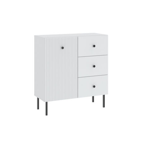 Buffet VIENA 1 Portes - 3 Tiroirs Blanc - Noir