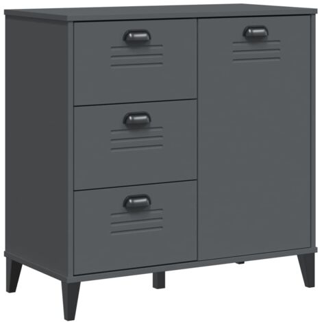Buffet VIKEN gris anthracite 80x40x80 bois massif de pin