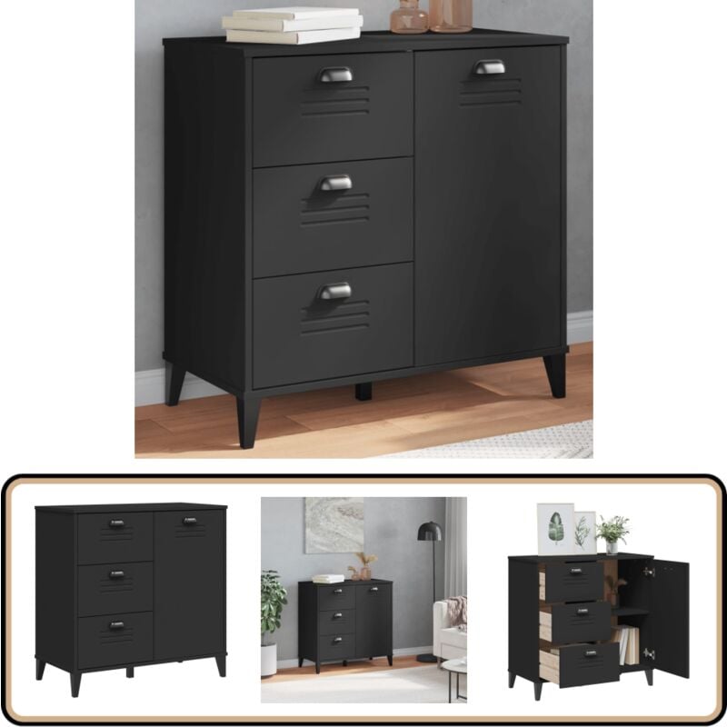 Vidaxl - Buffet viken noir 80x40x80 cm bois d'ingénierie - Buffet Industriel - Meuble Rangement - Armoire Cuisine - Commode Moderne - Mobilier Salon