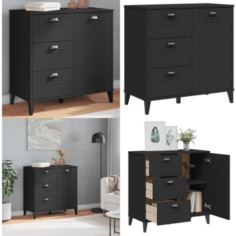 Buffet VIKEN noir 80x40x80 cm bois d'ingénierie - Buffet Industriel - Meuble Rangement - Armoire Cuisine - Commode Moderne - Mobilier Salon - Home & Living