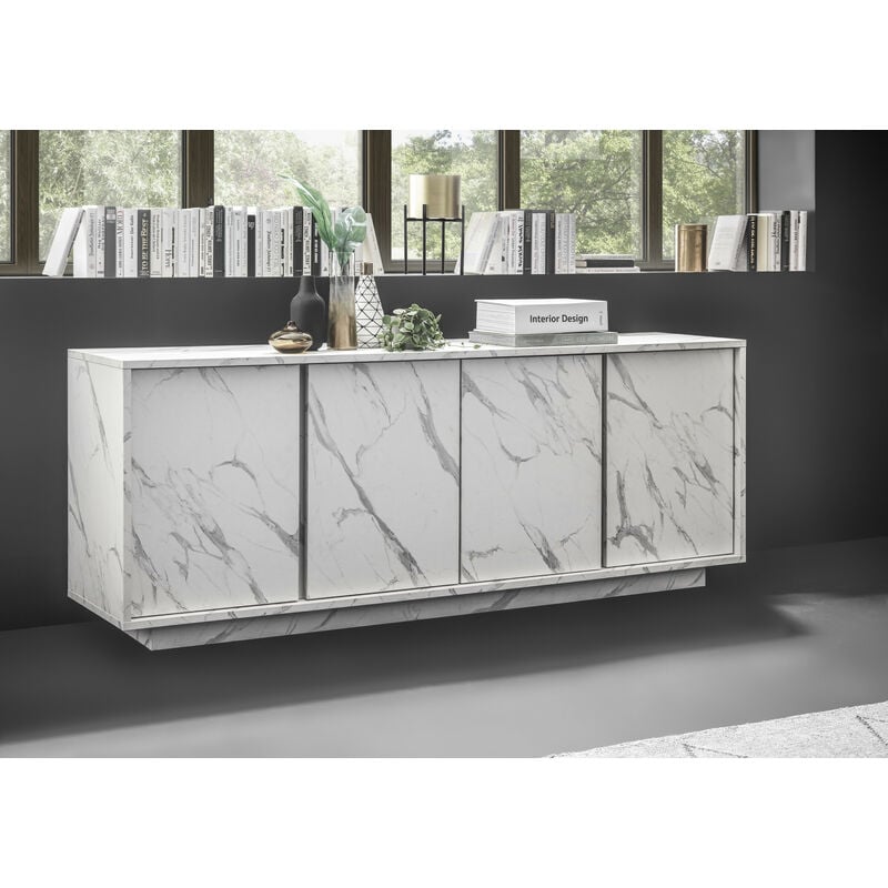 Azura Home Design - Buffet visconti finition marbre blanc 180 cm