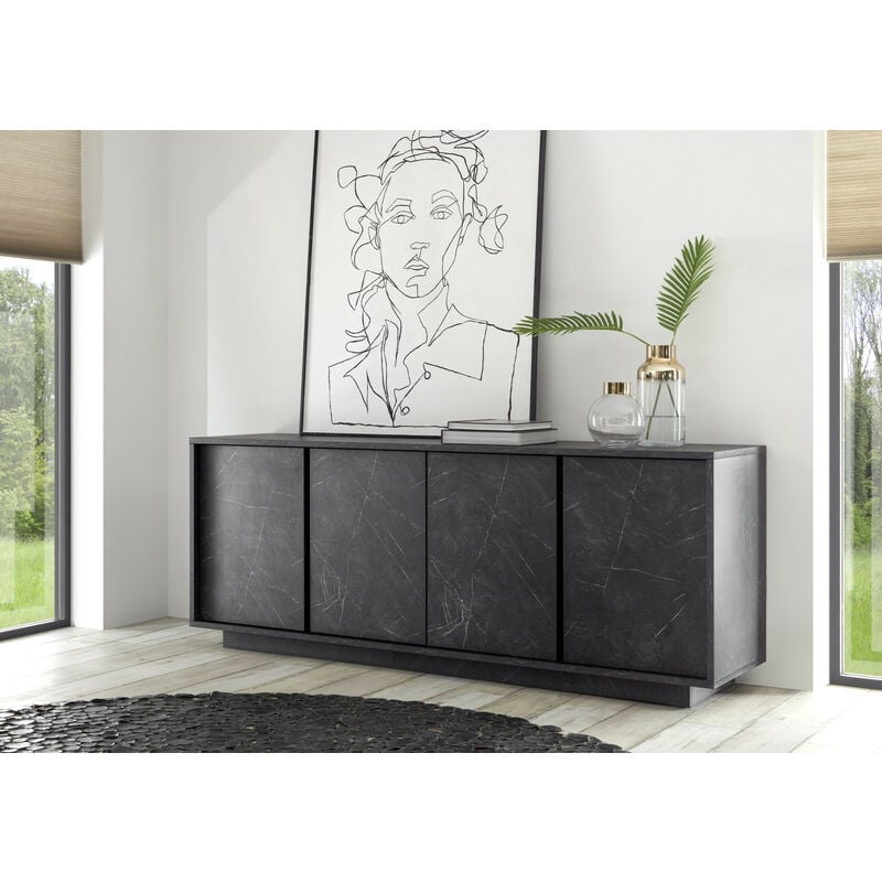 Azura Home Design - Buffet visconti finition marbre noir 180 cm
