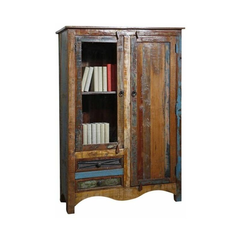 Massivmoebel24 - Vitrine 95x42 Bois de récupération laqué Multicolore nature of spirit 51