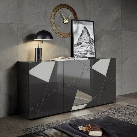 Buffet VITTORIA gris anthracite laqué 181 cm