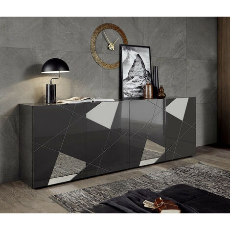 Buffet VITTORIA gris anthracite laqué 241 cm
