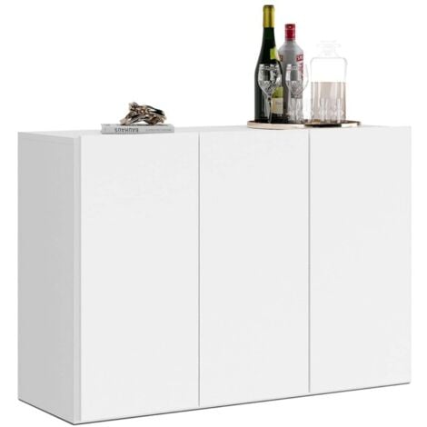 MIROYTENGO Buffet Voltik pour salon en mélaminé blanc mat 90 x 69,5 x 32 cm