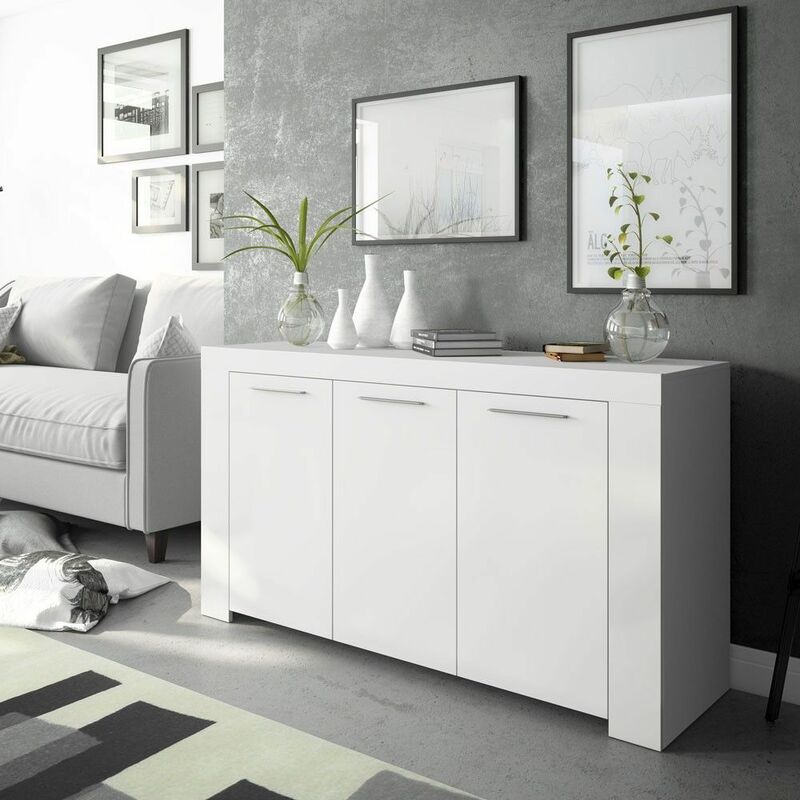 Buffet de salon 3 portes 144 cm (largeur) x 80 cm (hauteur) x 42 cm (profondeur) - Artik blanc