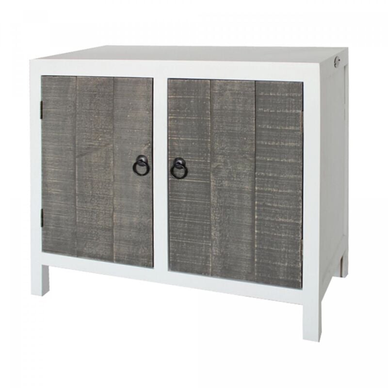 Commode fait main en bois WOOD 2 PORTES 32x63 marron et gris