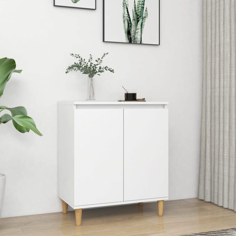 Design In - Buffet,Bahut, Meuble de Rangement avec pieds en bois massif blanc bois d'ingénierie CFW690603