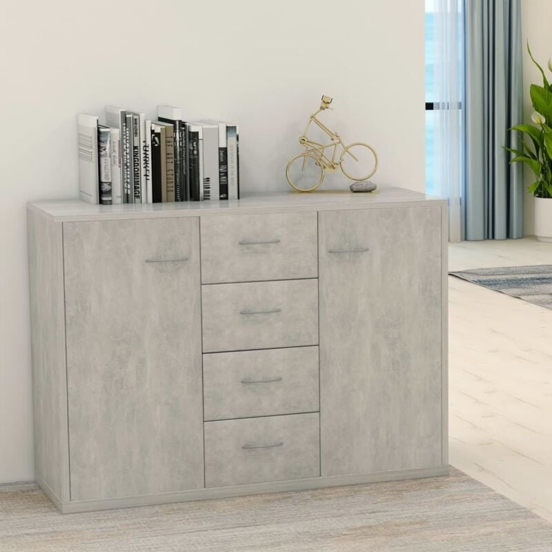 Buffet,Bahut, Meuble de Rangement Gris béton 88x30x65 cm Bois d'ingénierie CFW433231