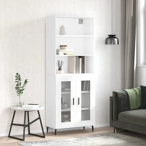 Buffet,Bahut, Meuble de Rangement haut Blanc 69,5x34x180 cm Bois d'ingénierie CFW106392