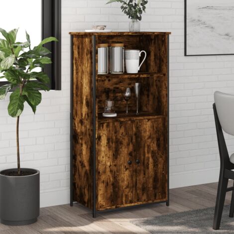 Buffet，Bahut， Meuble de Rangement haut chêne fumé 62x36x121,5 cm bois d'ingénierie CFW160630