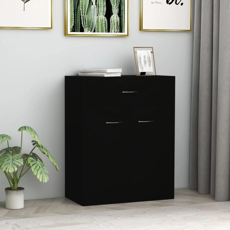 Buffet,Bahut, Meuble de Rangement noir 60x30x75 cm bois d'ingénierie CFW487014